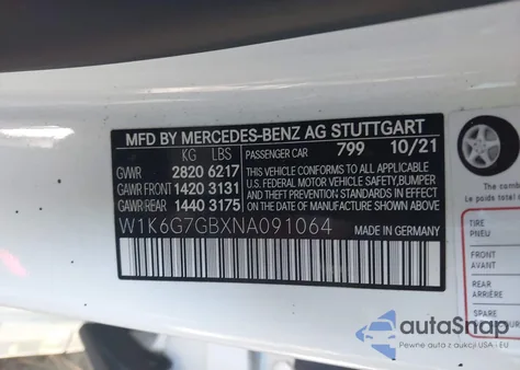 2022 Mercedes-Benz S 580 4Matic from USA, damaged, VIN W1K6G7GBXNA091064